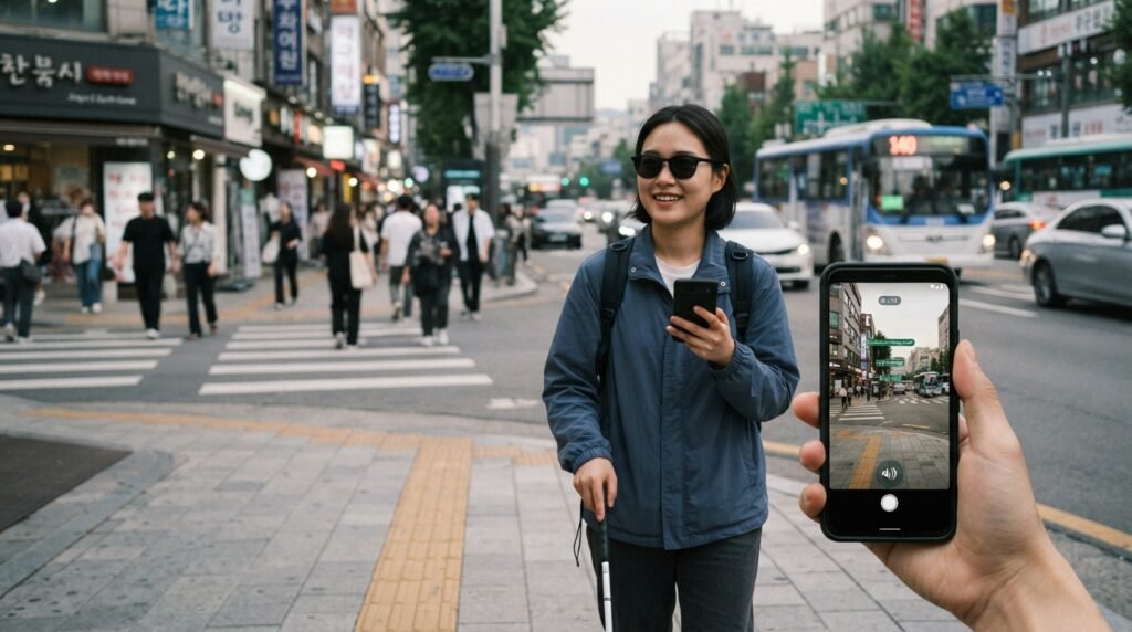 스마트폰 카메라로 주변 환경을 비추며 구글 제미나이 라이브의 가이디드 비전 기능을 사용하는 모습